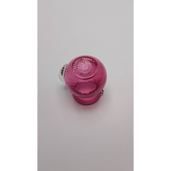 Pilgrim Swirl Cranberry Glass Creamer Pitcher Clear Handle Vintage - Picture 9 of 9